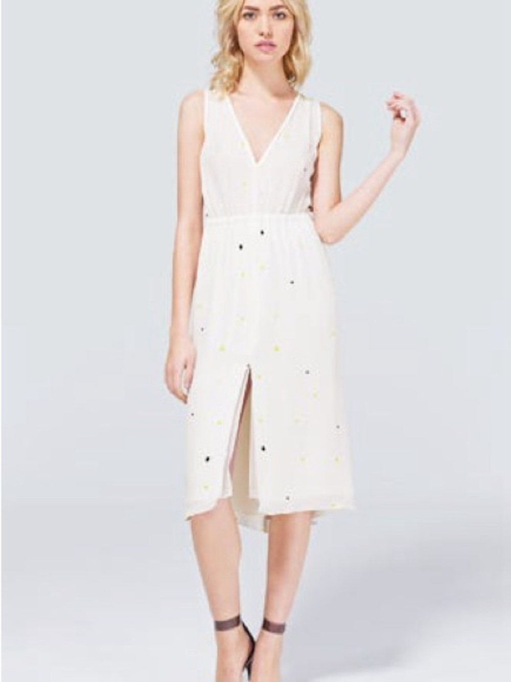 t. babaton 100% Silk Confetti Dot Midi Dress
